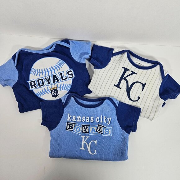 Kansas City Royals Baby Bodysuits Set of 3 MLB Genuine Merchandise sz 6-9 Month - Picture 5 of 9